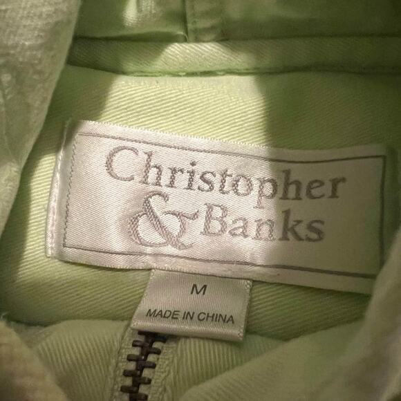 Soft Green Christopher and Banks Hooded Zip Up Jacket Coat Size Medium - Picture 9 of 10